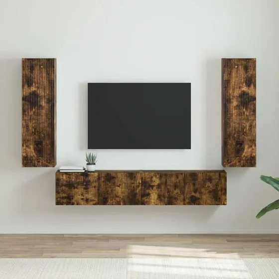 vidaXL Røget Eg TV Vægskab 2 stk 30 x 31 x 100 cm Konstrueret Træ