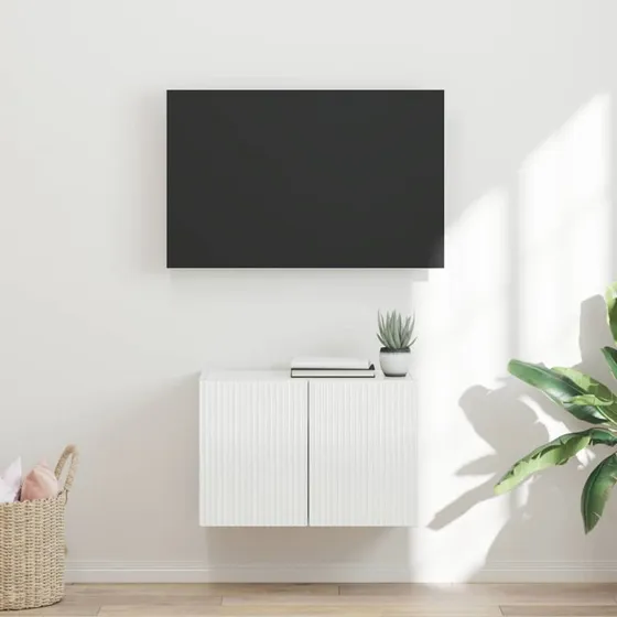vidaXL TV-vægskab Høj gloss hvid 59,5 x 31 x 40 cm