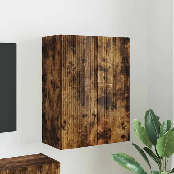 vidaXL TV-vægskab Røget eg 59,5 x 31 x 80 cm Konstrueret træ