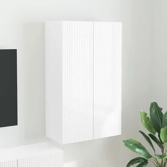 vidaXL TV-vægskab Høj gloss hvid 59,5 x 31 x 100 cm