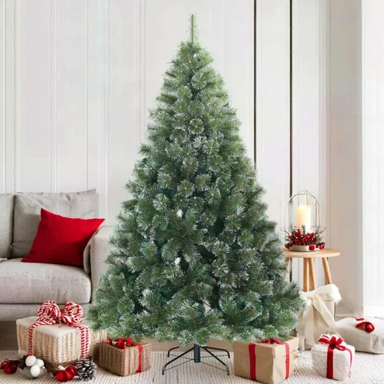 vidaXL Kunstigt bøjelig juletræ Hvid 180 cm PVC, stål