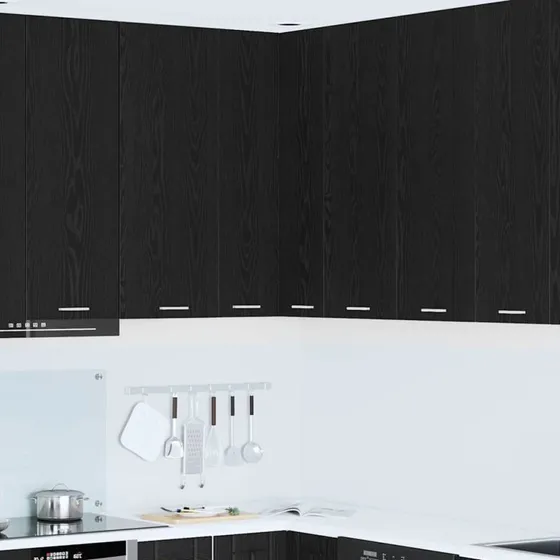 vidaXL Hængeskab Sort/Eg og Hvid 57x57x100 cm Konstrueret Træ