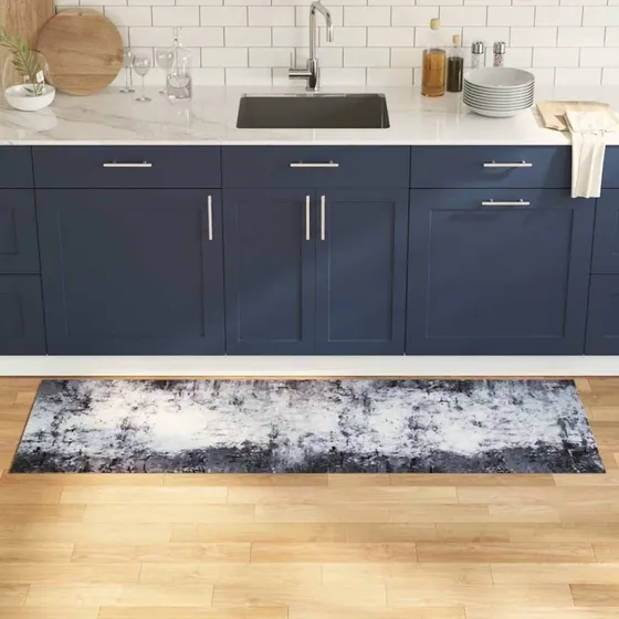 vidaXL Køkkenmåtte Grå 180 x 60 cm Fløjl