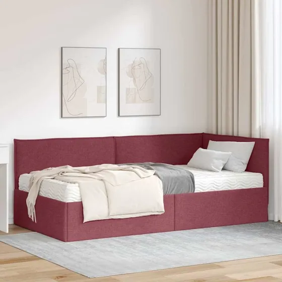 vidaXL Hjørnesengramme med Madras og Hovedgærde 2 stk Grå Fløjl 80 x 200 cm