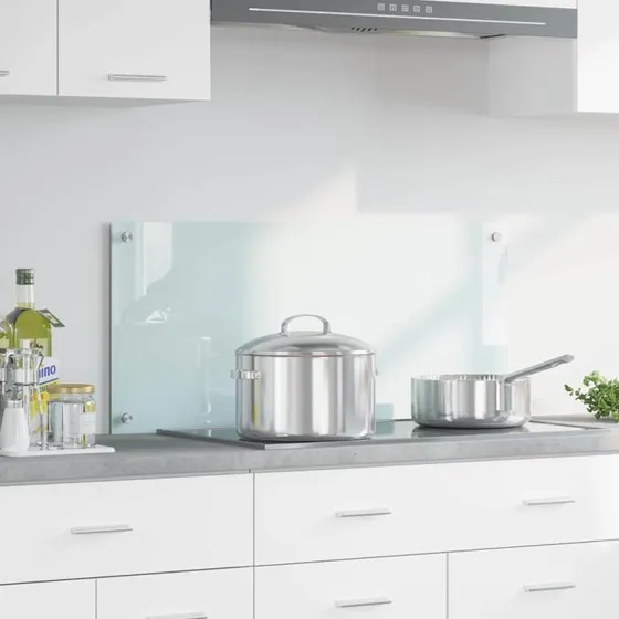 vidaXL Køkkenbacksplash Mælk 90 x 40 cm hærdet glas