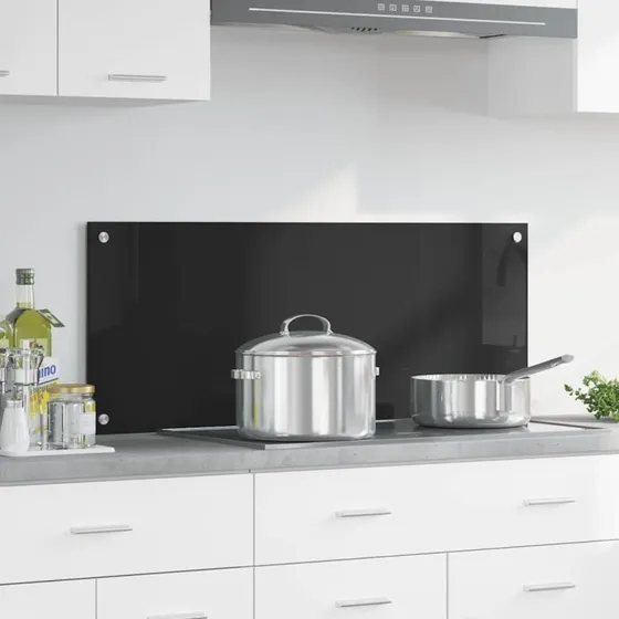 vidaXL Køkkenbacksplash Sort 100 x 40 cm hærdet glas