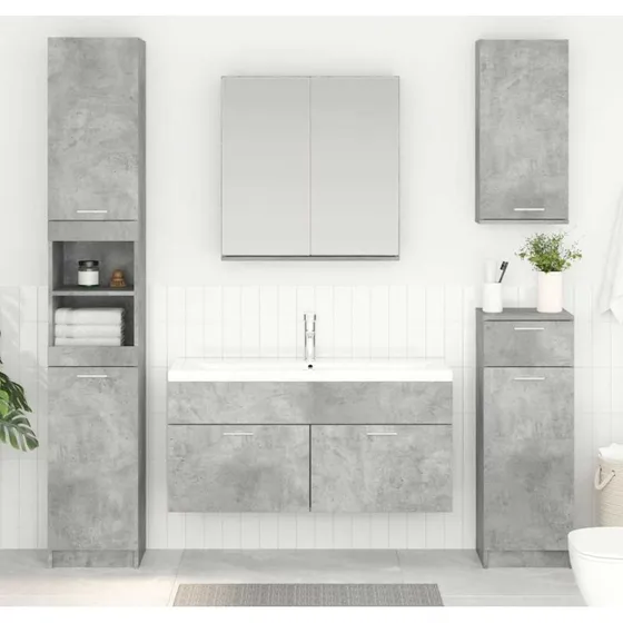 vidaXL Vaskeskab Beton Grå 38,5 x 100 x 46 cm Konstrueret Træ