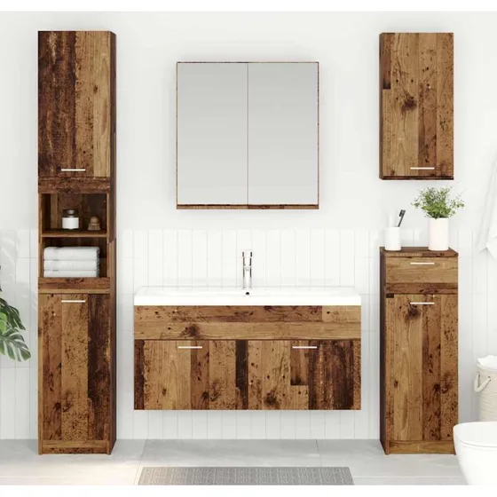 vidaXL Vaskeskab Gammelt Træ 38,5 x 100 x 46 cm Konstrueret Træ