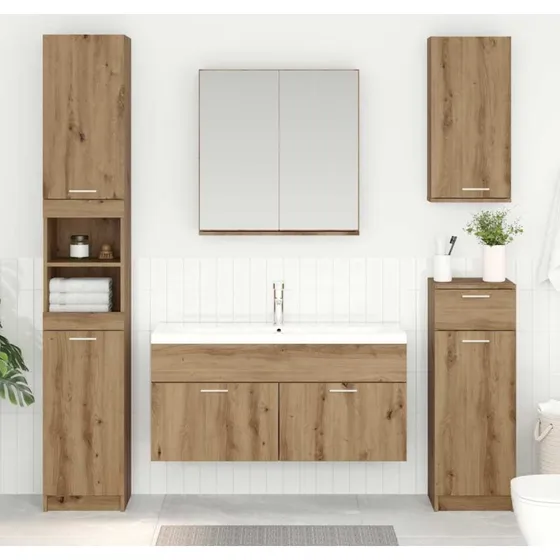 vidaXL Vaskeskab Artisan Egetræ 38,5 x 100 x 46 cm Konstrueret Træ