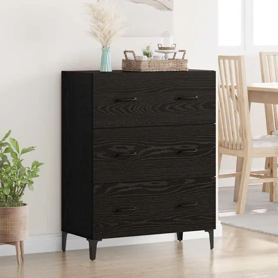 Ingeniørt Sidebord Sort Eg 69,5 x 34 x 90 cm