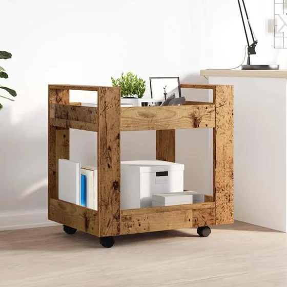 vidaXL Kontortrolley Gammelt Træ 60x45x60 cm