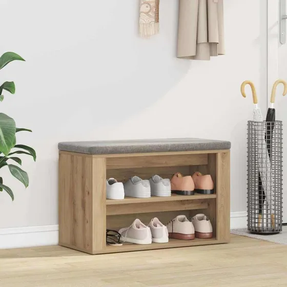 vidaXL Skostativ med hylde 75 x 35 x 45 cm, konstrueret træ