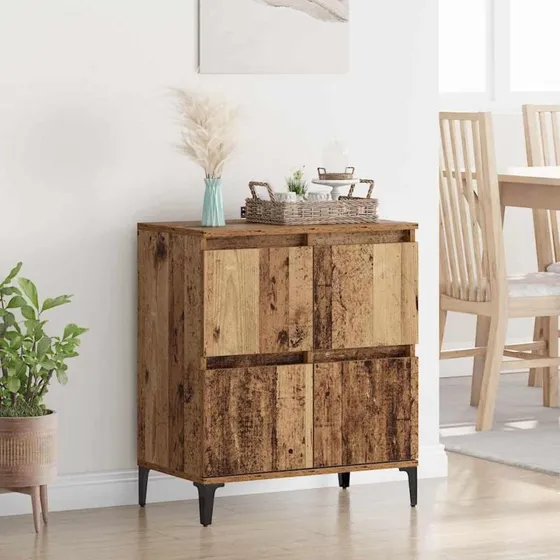 Ingeniørt Træ & Jern Sidebord, Gammelt Træ, 60 x 35 x 70 cm