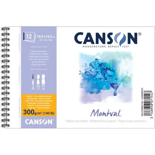 Canson Montval spiral 10,5x15,5 cm 300 g/m² (12 ark)