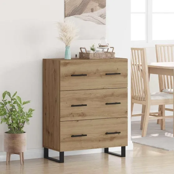 Artisan Egetræ Sidebord med Skuffe 69,5 x 34 x 90 cm