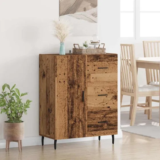Ingeniørt Træ & Jern Sidebord, Gammelt Træ, 69,5 x 34 x 90 cm