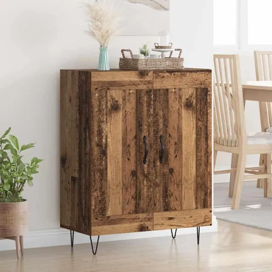 Ingeniørt Træ & Jern Sidebord, Gammelt Træ, 69,5 x 34 x 90 cm