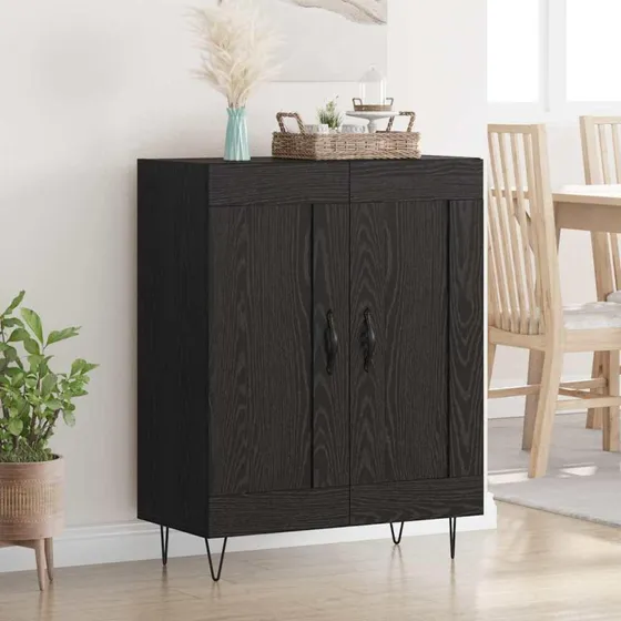 Ingeniørt Sidebord Sort 69,5 x 34 x 90 cm med Jern og Egtræ