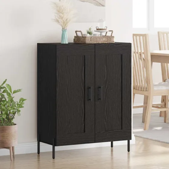 vidaXL Sideboard Sort 69,5 x 34 x 90 cm Ingeniørt Træ og Jern