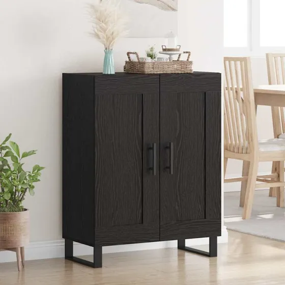 vidaXL Sideboard Sort eg 69,5 x 34 x 90 cm Ingeniørt træ og jern