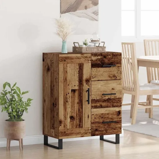 Ingeniørt Træ & Jern Sidebord Gammelt Træ 69,5 x 34 x 90 cm