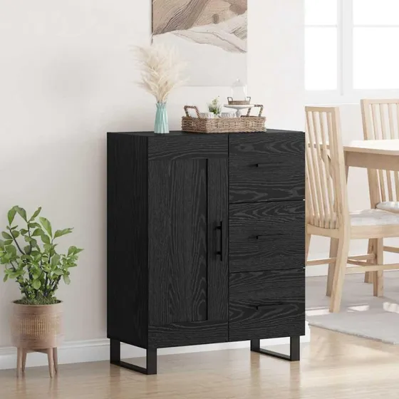 Ingeniørt Sort Sidebord 69,5 x 34 x 90 cm med Jern og Træ