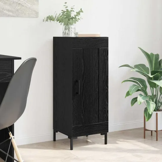 vidaXL Sideboard Olden Sort, 34,5 x 34 x 90 cm, Ingeniørt træ og jern
