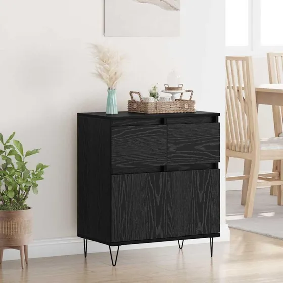 Ingeniørt Træ & Jern Sidebord Sort 60 x 35 x 70 cm