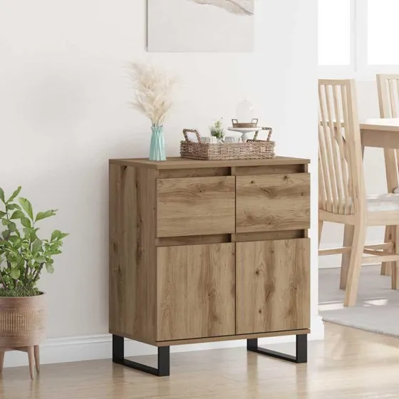 Artisan Egetræ Sidebord 60 x 35 x 70 cm med Jerndetaljer