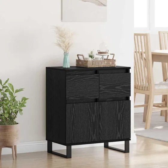 Ingeniørt Sort Sidebord 60 x 35 x 70 cm med Jern og Træ