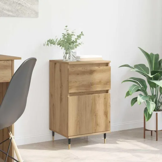Artisan Egetræ Sidebord 40 x 35 x 70 cm, Sort Jern