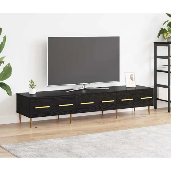 vidaXL TV-skab med skuffe, Sort, 150 x 36 x 30 cm, Konstrueret træ