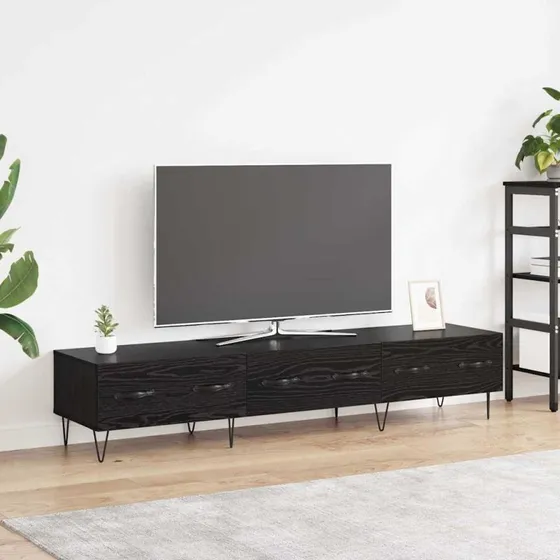 vidaXL TV-skab med skuffe, Sort, 150 x 36 x 30 cm, Konstrueret træ