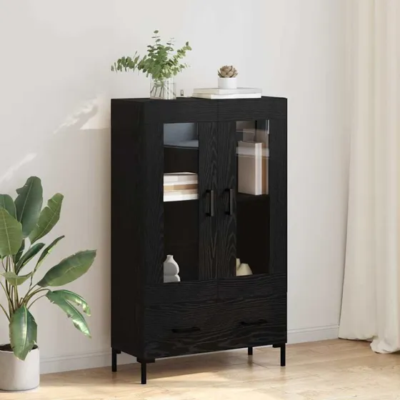 vidaXL Highboard med skuffe, Sort, 69,5 x 31 x 115 cm, Konstrueret træ