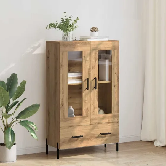 vidaXL Corona Artisan Egetræ Highboard 69,5 x 31 x 115 cm med skuffe