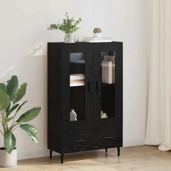 vidaXL Highboard med skuffe, Sort, 69,5 x 31 x 115 cm, Konstrueret træ