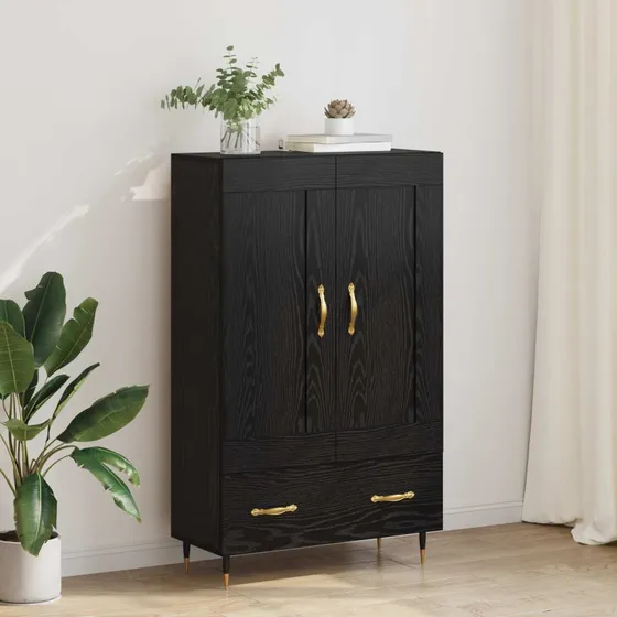 vidaXL Highboard med skuffe, Sort, 69,5 x 31 x 115 cm, Konstrueret træ