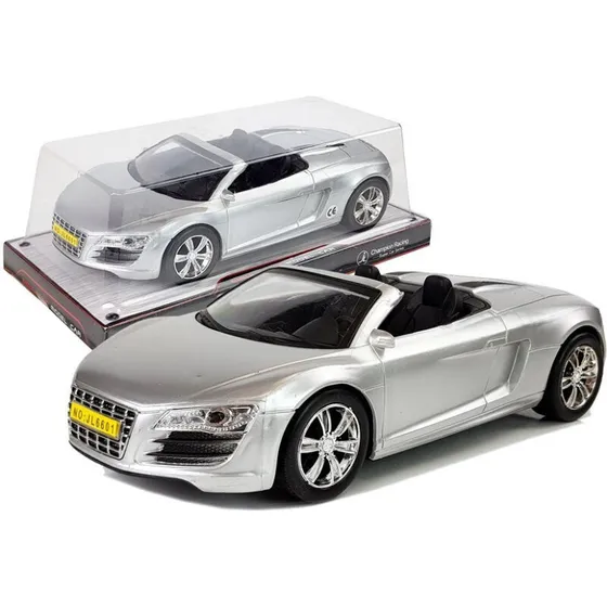 Legetøjsbil Cabriolet 1:18, sølv (friktionsdrev)