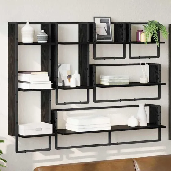 Væghyldesæt 6 stk Sort eg 100 x 25 x 30 cm Konstrueret træ