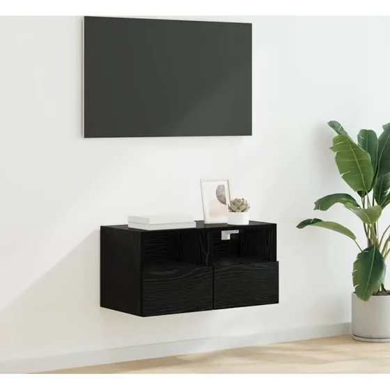 TV vægskab Vægmonteret Sort 60 x 30 x 30 cm Konstrueret træ