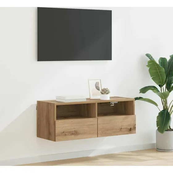 Artisan Egetræ TV-vægskab 80 x 30 x 30 cm