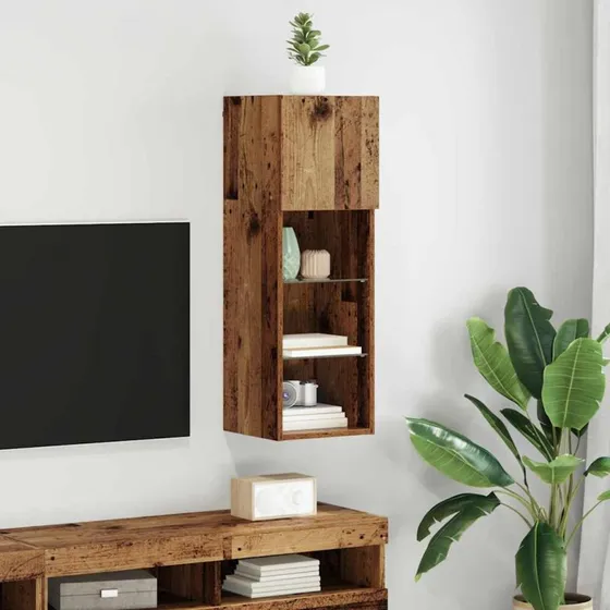 vidaXL Væghængt TV Skab Gammelt Træ 30,5 x 30 x 90 cm