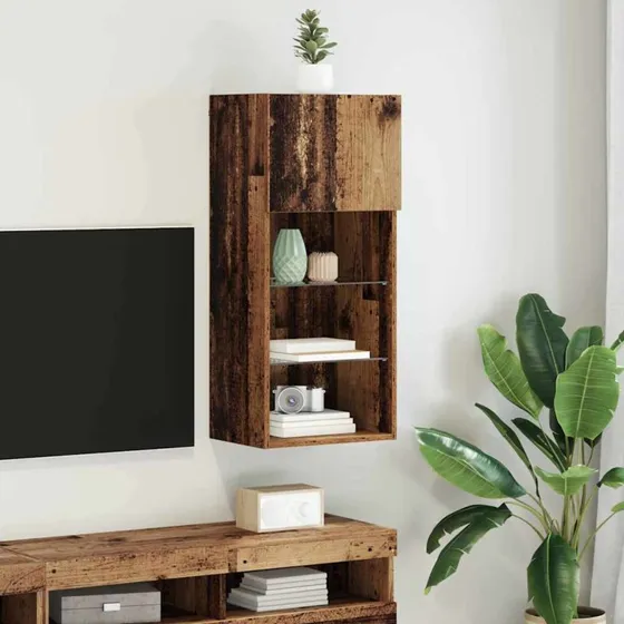 vidaXL Væghængt TV Skab Gammelt Træ 40,5 x 30 x 90 cm