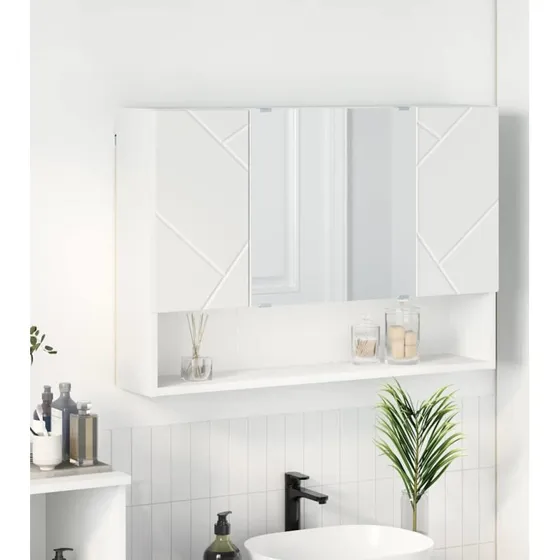 vidaXL Vægmonteret Spejlskab Hvid 80 x 17 x 55 cm Træ