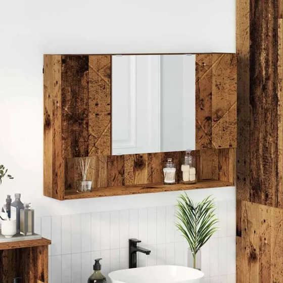 vidaXL Spejlskab Gammelt Træ 80 x 17 x 55 cm