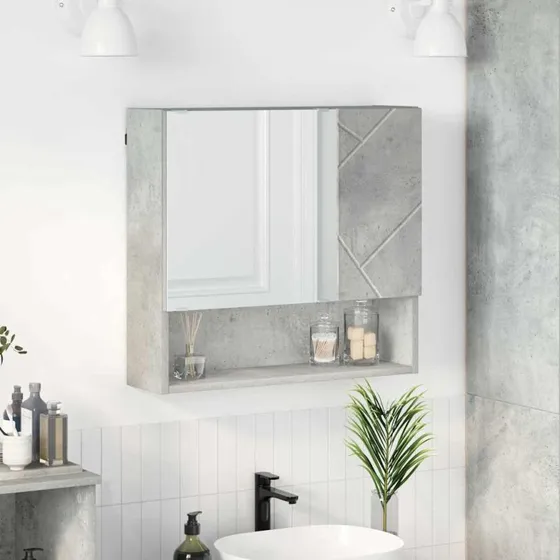 vidaXL Spejlskab Vægmonteret Beton Grå 59 x 17 x 55 cm Konstrueret Træ