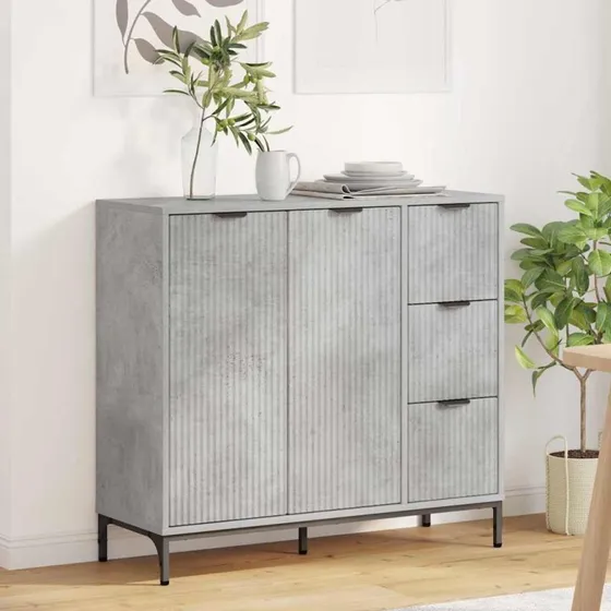 vidaXL Sideboard Beton Grå 89,5 x 33 x 82 cm Konstrueret Træ