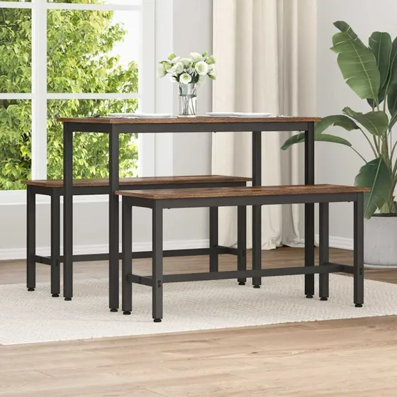vidaXL Spisebænk Røget Eg 100x32,5x48,5 cm Ingeniørtræ og Stål