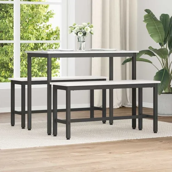 vidaXL Spisebænk Hvid 100 x 32,5 x 49 cm Massivt Fyrretræ
