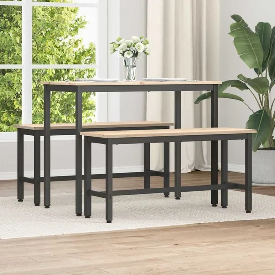 vidaXL Spisebænk 2 stk Naturfarvet 100 x 32,5 x 49 cm